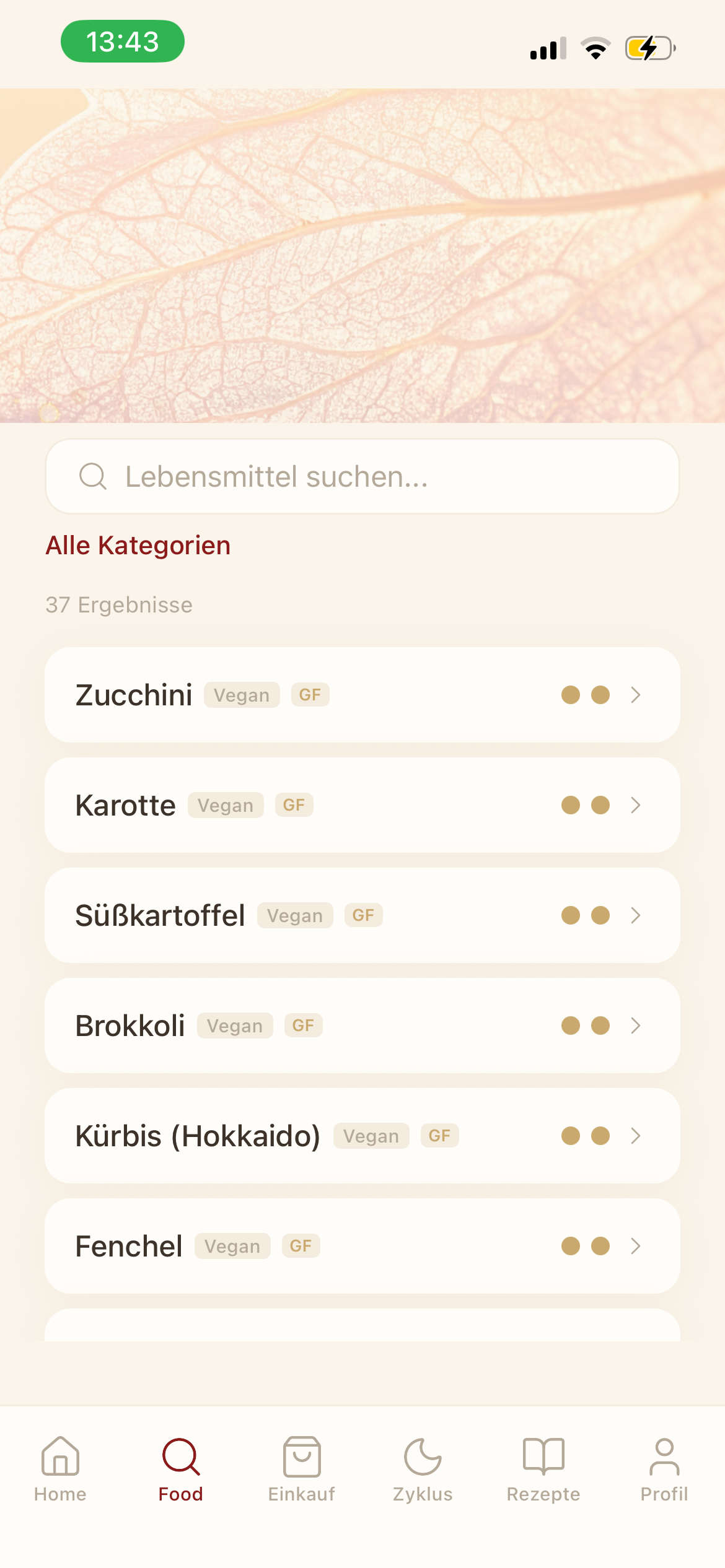 Lebensmittel-Datenbank
